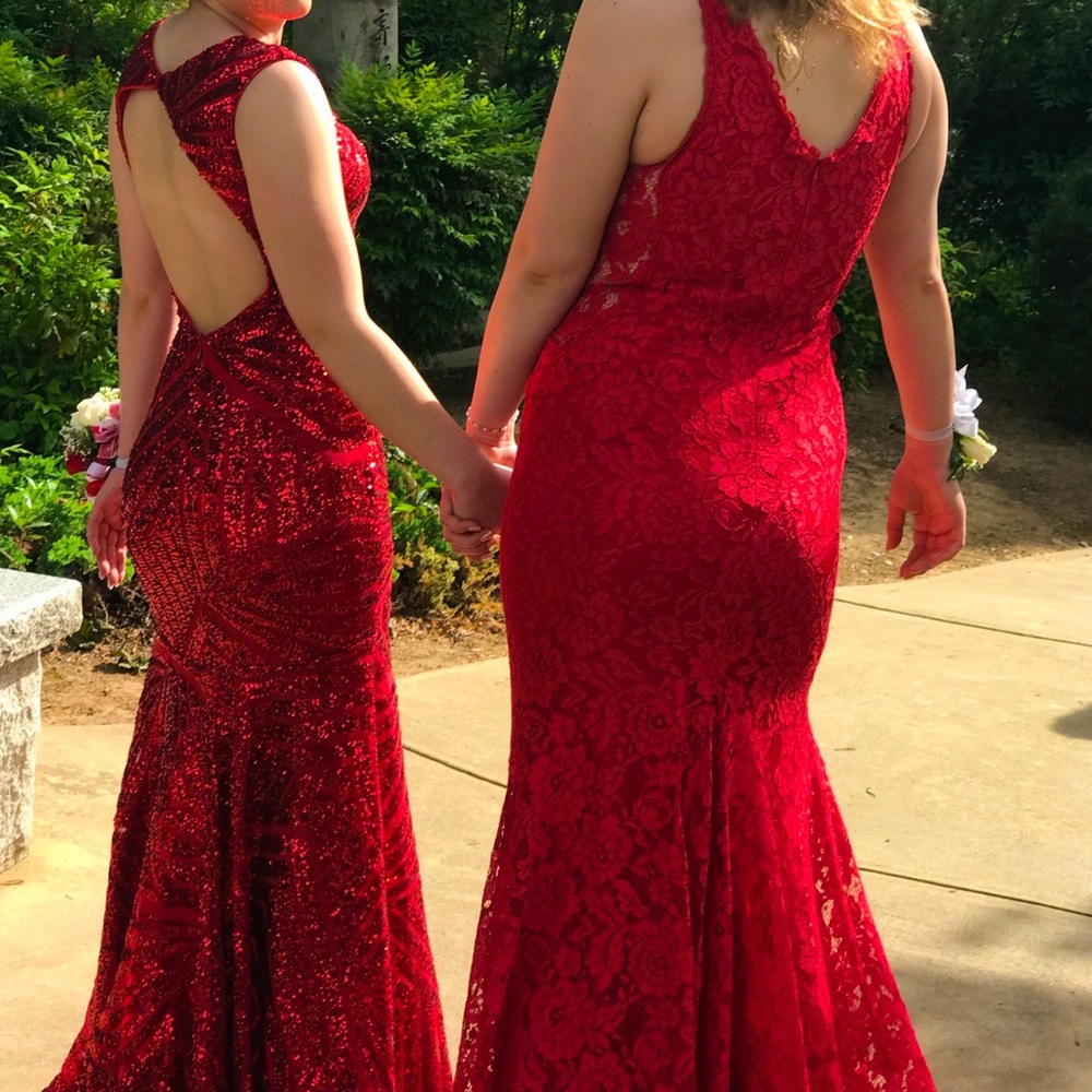 Red Lacy Prom Dress